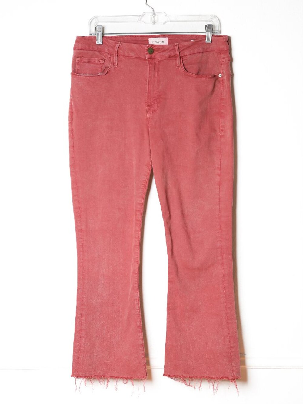 FRAME Le Crop Mini Boot High-Rise Jeans Washed Redwood Size 32